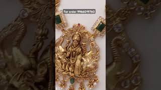 925 silver jewellery with 22 kt gold polish Laxmi pendant long set [upl. by Hadnama]