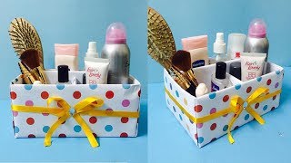 DIY Makeup Organizer Box  Cardboard Cosmetic Box Making at Home  5 [upl. by Kenison936]