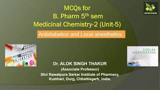 Antidiabetics and Local anesthetics MCQs for B Pharm 5th sem Medicinal Chemistry2 Unit5 [upl. by Dustin]