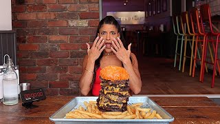 quotThe 9000 calorie 50oz burger that hasnt been finished in 6 YEARSquot  LeahShutkever [upl. by Yllehs]