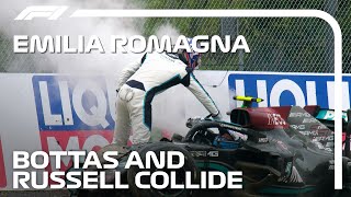 Bottas amp Russell Collide at Imola  2021 Emilia Romagna Grand Prix [upl. by Naasar]