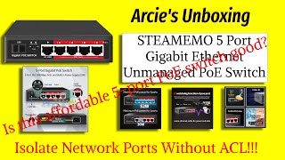 Unboxing EP36 STEAMEMO 5 Port Gigabit Ethernet Unmanaged PoE Switch with Port Isolation AI VLAN [upl. by Farl549]