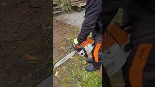 Stihl 034AVS Coldstart🔥 stihl chainsaw 46PS stihl034 034AVS super coldstart twostroke 62cc [upl. by Ridglee]