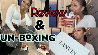 LANVIN Sneaker Un Boxing amp Review  Lanvin Leather Curb Sneakers Size 37  Danielle Denese [upl. by Lihkin]