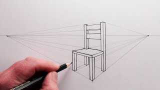 How to Draw a Chair using Two Point Perspective Narrated [upl. by Neural]