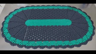 Tapete a crochet ovalado menta super facil economico y rapido Aprendamos crochet paso a paso [upl. by Janina996]