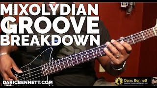 MIXOLYDIAN GROOVE BREAKDOWN G7  Bass Tutorial  Daric Bennetts Bass Lessons [upl. by Reifnnej]