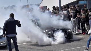 Epic Revs and Insane Burnout Crazy LOUD Fiexhaust on W204 C63 AMG  Saisonopening Motorworld [upl. by Eeima]