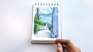 Urban Watercolor Landscape  🏞️ Paisaje Urbano en Acuarela [upl. by Ahswat]