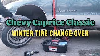 WINTER TIRE CHANGEOVER on a 1992 Chevy Caprice Classic [upl. by Levins]