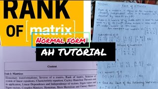 Method to find the rank by normal form  Aktu  M1 maths [upl. by Ilyk]