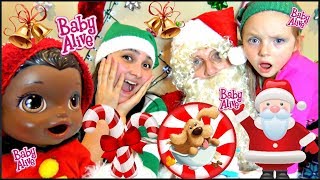 BABY ALIVE chills with SANTA ELVES and FAILS The Lilly and Mommy Show The TOYTASTIC Sisters SKIT [upl. by Arelus54]