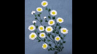 들국화 자수 Wild chrysanthemum embroidery [upl. by Noit]