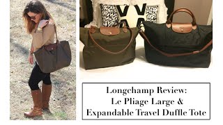 Longchamp Review Le Pliage Large Shoulder amp Le Pliage Expandable Travel Duffle Tote [upl. by Eenalem]