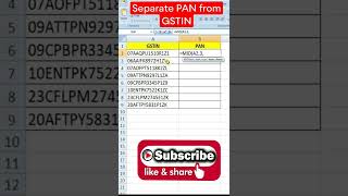 Separate PAN From GSTIN Using MID Formula [upl. by Kahcztiy]