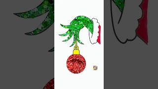 DIY Glitter Grinch holding Christmas ball ornament coloring ideas for kids kids christmas kidsart [upl. by Nosac]