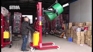 STMA semi electric stacker with barrel tippers [upl. by Airahs]