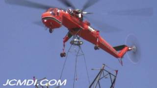 V04859 Sikorsky S64 Skycrane 500Kv Tower construction [upl. by Llet]