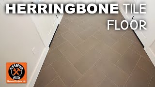 How to Install Herringbone Tile Floor Before and After [upl. by Goddard]