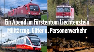 Abends in Liechtenstein Militärzug Transalpin Redbull Züge Nightjet Rauljets Personenverkehr [upl. by Ogren]