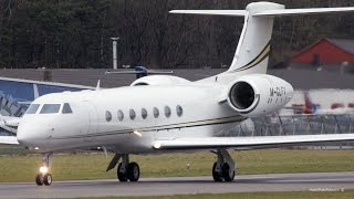 Gulfstream G550 MGLFV TakeOff at Bern Airport [upl. by Ahsieker]