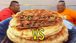 Big Eater Competition ！ Brother Monkey VS 400pound man 20 donkey meat patties per person！ [upl. by Domonic]