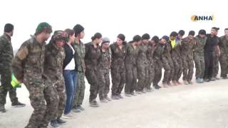 Kurdish YPJ and YPG forces celebrate the liberation of Minbic Manbij Rojava [upl. by Windzer]