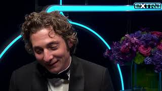 Jeremy Allen White REACTS to His Golden Globes Win for The Bear Exclusive [upl. by Ivanah]