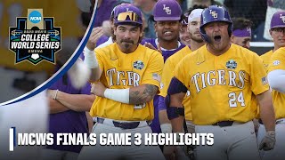 Mens College World Series Finals Game 3 LSU Tigers vs Florida Gators  Full Game Highlights [upl. by Kallick]