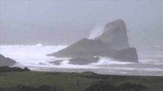 Storm Waves on Worms Head Gower 5th February 2014 [upl. by Nerag]