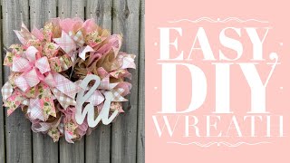 How to Make an Easy Mesh Wreath  Ruffled Wreath Tutorial  How to Make a Bow by Hand [upl. by Zirtaeb]