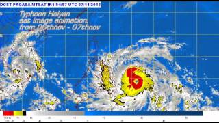 Typhoon Haiyan landfall satellite image animation [upl. by Henryson]