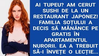 Ai tupeuAm cerut sushi de la un restaurant japonezFamilia soțului a decis să mănânce pe gratis [upl. by Atenaz]