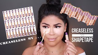 TARTE COSMETICS CREASELESS NEW PACKAGE VS SHAPETAPE CONCEALER  MAKEUPBYGRISELDA [upl. by Vern]