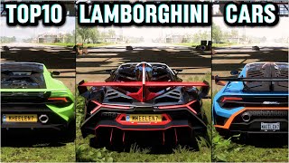 TOP10 LAMBORGHINI CARS WITHSPEED AND JUMPING FORZA HORIZON 5 [upl. by Kacey]