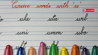 Cursive Writing Practice  Words Start With Letter “u”  Cursive Writing for Beginners [upl. by Sharos]