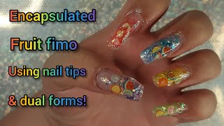 HOW TO POLYGEL nails FRUIT FIMO GLITTER DUAL FORMS ampNAIL TIPS [upl. by Ress935]