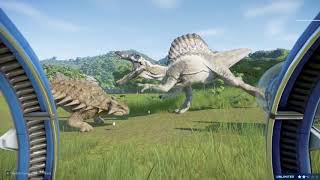 SPINOSAURUS ANKYLOSAURUS VS NODOSAURUS SUCHOMIMUS  MODIFIED GEN JURASSIC WORLD EVOLUTION [upl. by Weeks551]