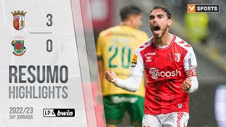 Highlights  Resumo SC Braga 30 Paços de Ferreira Liga 2223 34 [upl. by Nomihs]