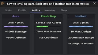 How to level up auraflash step and instinct fast  Meme sea [upl. by Koralle]