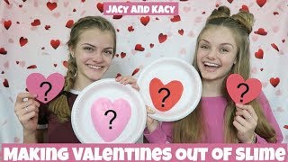 Making Valentines Out of Slime Challenge  Jacy and Kacy [upl. by Mcleroy482]