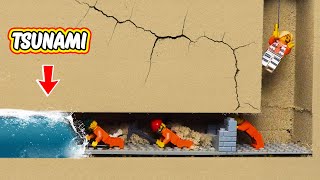 Maximum Security Prison Hit by TSUNAMI  LEGO Dam Breach Experiment  Wave Machine VS Jail Break [upl. by Heiney]