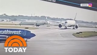 Video Delta planes collide on Atlanta taxiway rattling passengers [upl. by Giuliana]