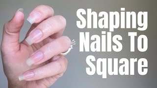 How To Shape Your Natural Nails Square  Time To CHOP The Almonds ✂️ [upl. by Nirrep887]