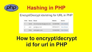 How to EncryptDecrypt id for URL in PHP  Hide URL query parameter value using PHP with source code [upl. by Salzhauer]