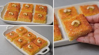 The Easiest Basbousa Recipe Ever  Super Tasty Basbousa Recipe  Easy Semolina Cake  Yummy [upl. by Clova]