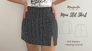 Skirt Sewing Tutorial  How to sew mini slit skirt  Sewing Tutorial  PDF Sewing Pattern [upl. by Enaira]