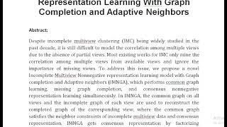 Incomplete Multiview Nonnegative Representation Learning With Graph Completion and Adaptive Neighbor [upl. by Elconin9]