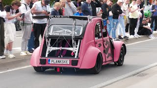 Modified Citroen 2CV  WILD Revs Accelerations Big Wing [upl. by Llewxam]