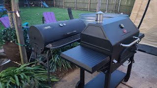 Chargriller legacy 33 inch charcoal grill fully assembled review and first burn off [upl. by Elvia310]